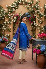 Zooj Laleh Printed Slub Linen 3pc-GA19137