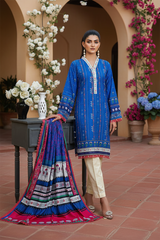 Zooj Laleh Printed Slub Linen 3pc-GA19137