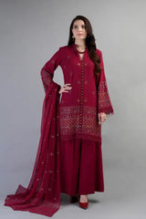 Bareeze Embroidered Lawn 3pc with Embroidered Crinkle Chiffon Dupatta- GA2025