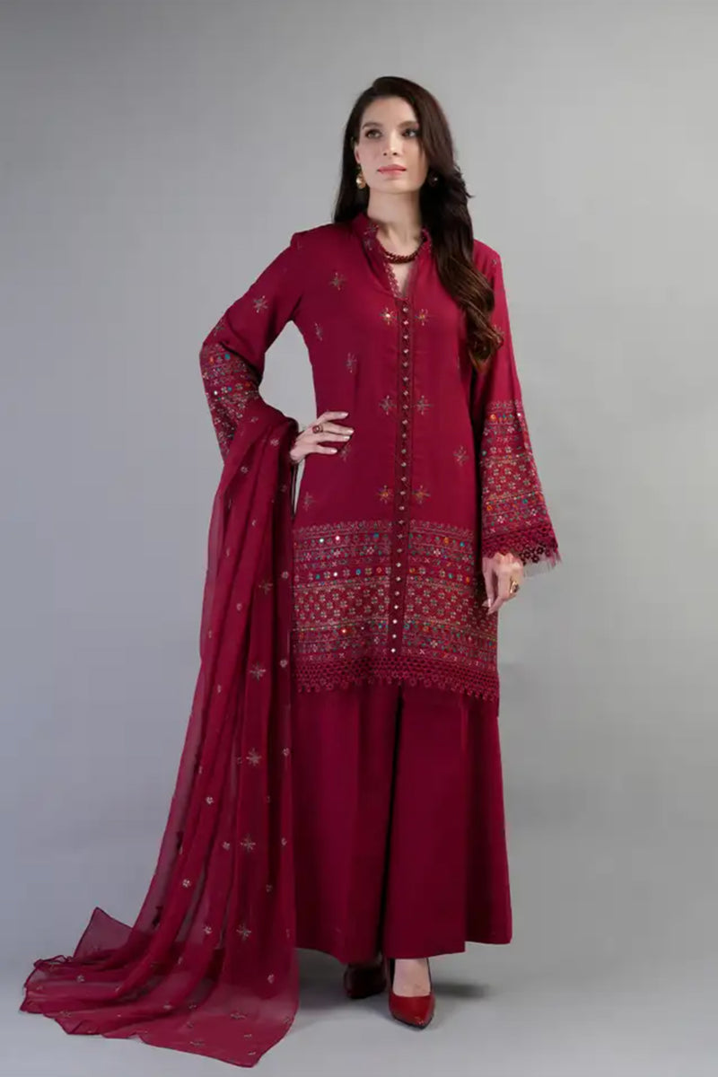 Bareeze Embroidered Lawn 3pc with Embroidered Crinkle Chiffon Dupatta- GA2025