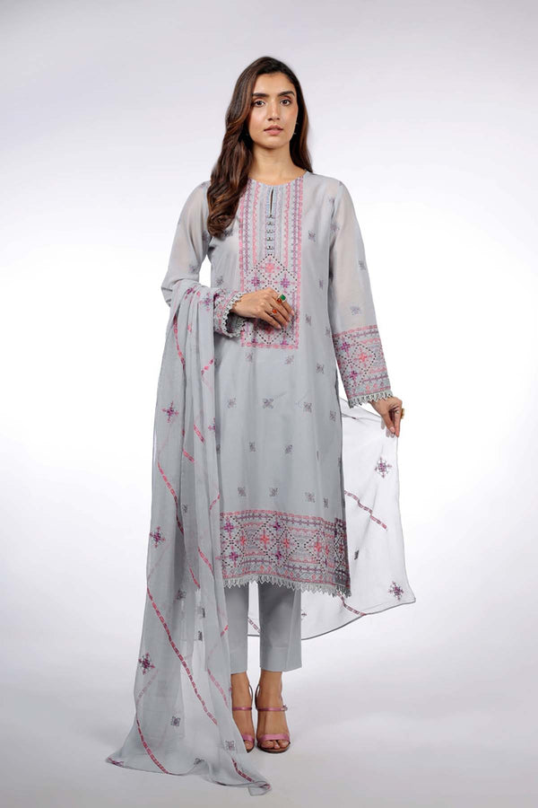 Bareeze Embroidered Lawn 3pc with Embroidered Crinkle Chiffon Dupatta - GA1828