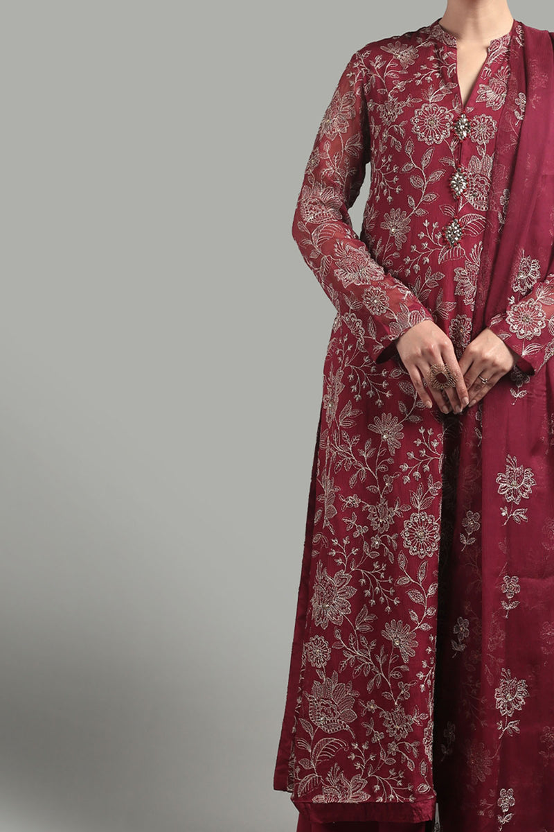 Bareeze Embroidered Lawn 3pc with Embroidered Chiffon Dupatta- GA1914