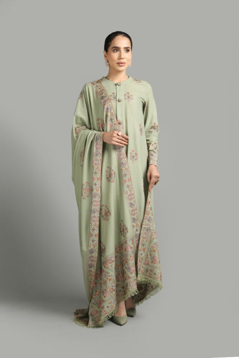 Bareeze 3PC Embroidered Karandi Suit with Heavy Embroidered Shawal -GA1943