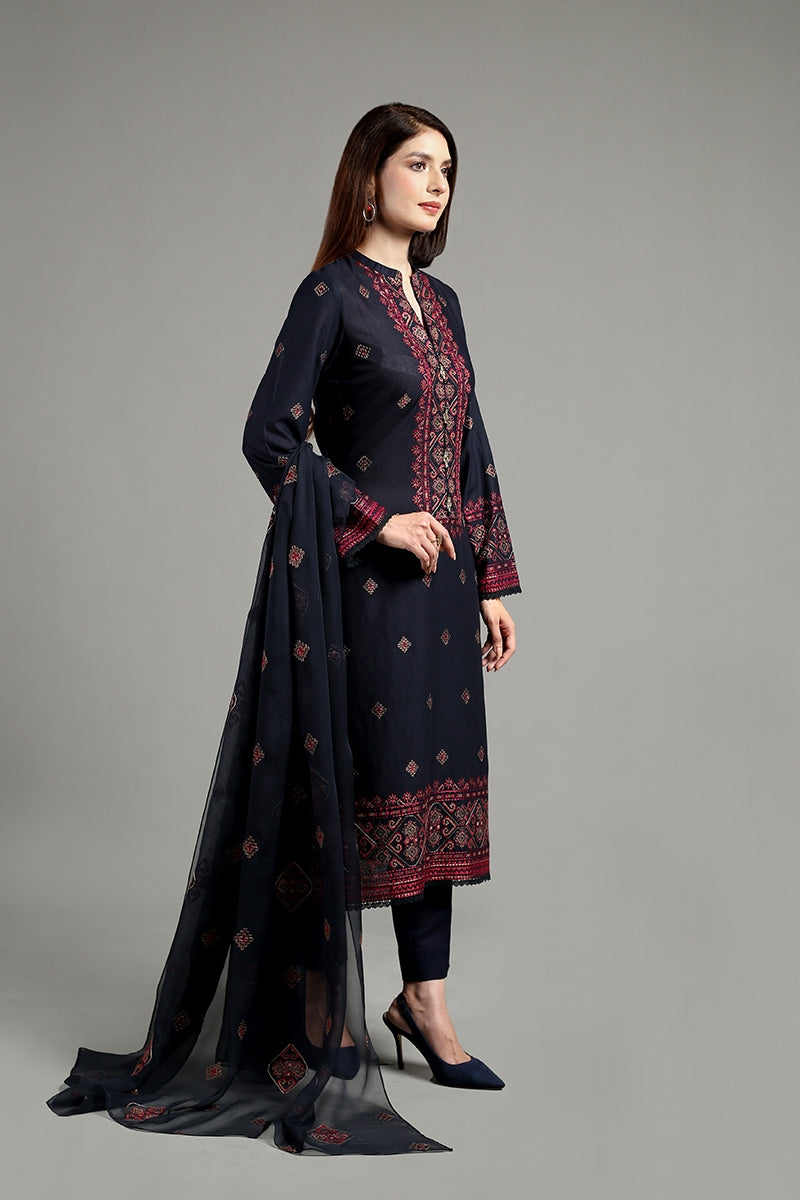 Bareeze Embroidered Lawn 3pc with Embroidered Chiffon Dupatta- GA1879