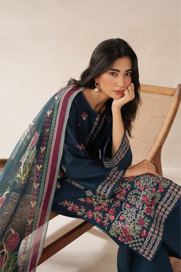 Sapphire 3PC Embroidered karandi Suit with Printed Shwal -GA2073
