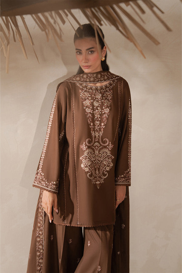 Sapphire 3PC Embroidered karandi Suit with Embroidered Shwal -GA2072