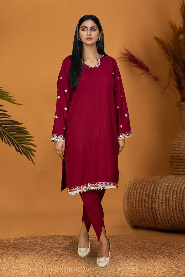 Zooj Rudabeh Embroidered Dhanak 2pc- GA1954