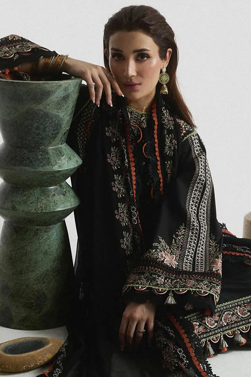 Hussain Rehar 3PC Embroidered Lawn Suit with Printed Chiffon Dupatta -GA2001