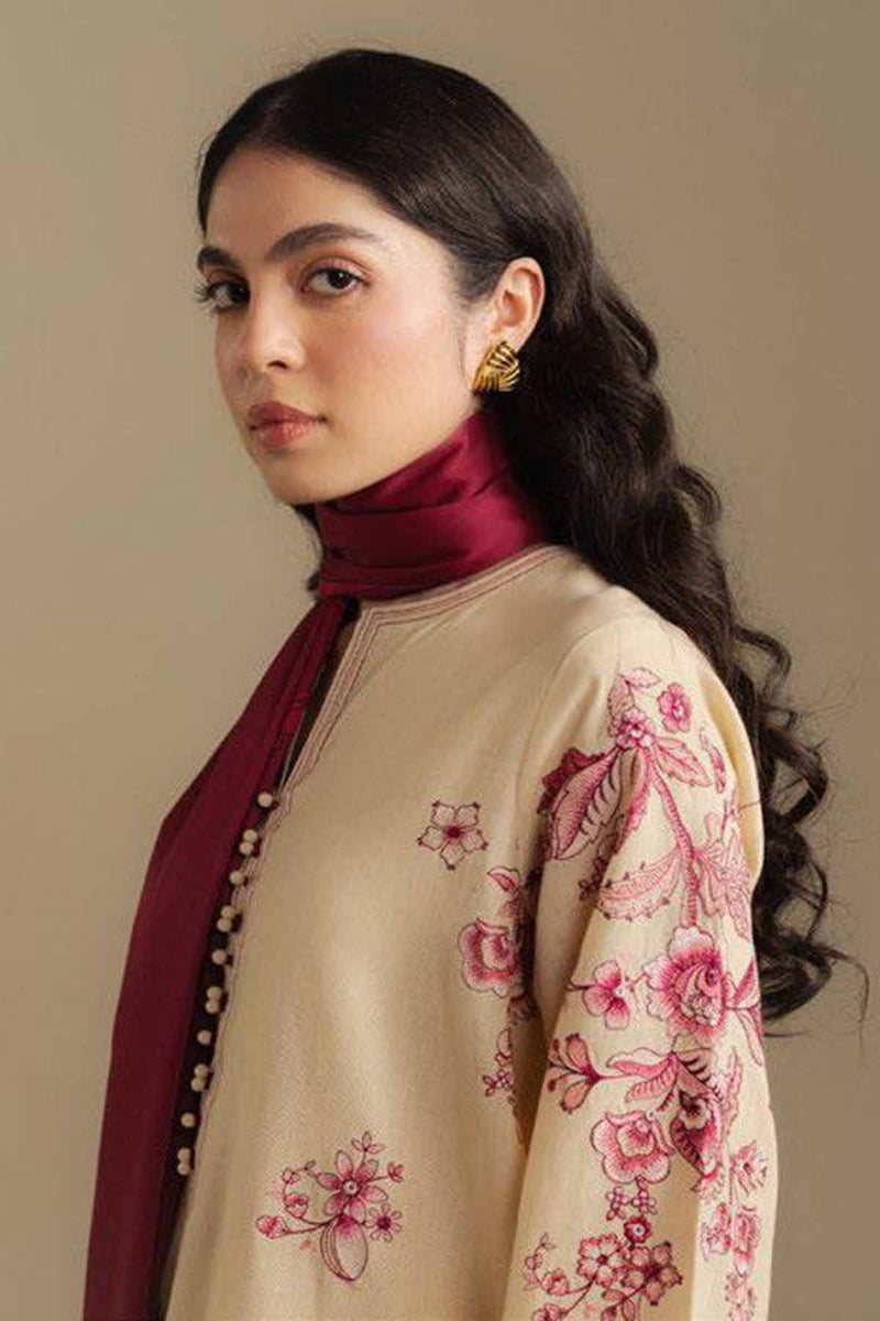 Zarashah Jahan Embroidered Dhanak 3pc with Printed Shawl- GA2116