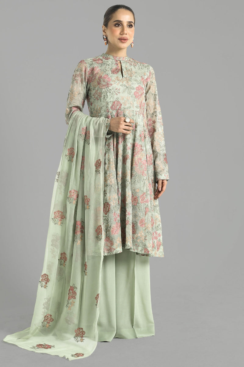 Bareeze Embroidered Lawn 3pc with Embroidered Chiffon Dupatta- GA1915