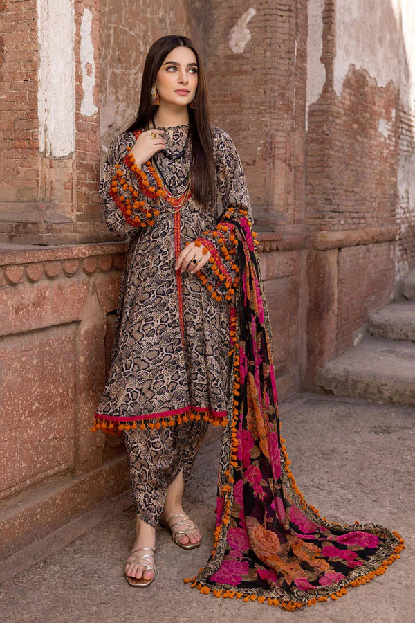 Maria B 3PC Printed Lawn Suit with Printed Chiffon Dupatta -GA2046