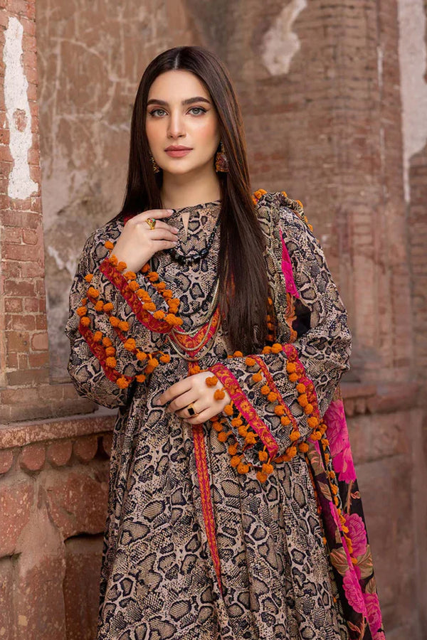 Maria B 3PC Printed Lawn Suit with Printed Chiffon Dupatta -GA2046