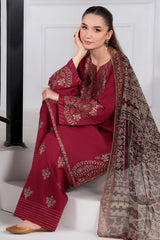 Batik 3PC Embroidered Lawn Suit with Embroidered Crinkle Dupatta -Ga2289