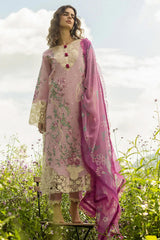 Mushq Embroidered Lawn 3pc with Silk Dupatta- GA2200