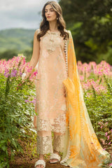 Mushq Embroidered Lawn 3pc with Silk Dupatta- GA2202