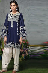 Mausammery Blue Winter 2PC Fully Embroidered Linen Suit -GA102196