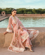 Crimson pink 3PC Embroidered Lawn Suit with Embroidered organza Dupatta -GA1021210