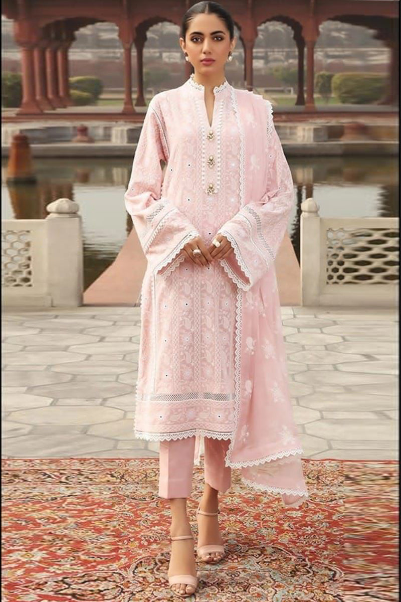 Bareeze 3PC Embroidered Lawn Suit with pure chiffon Dupatta -  GA102107