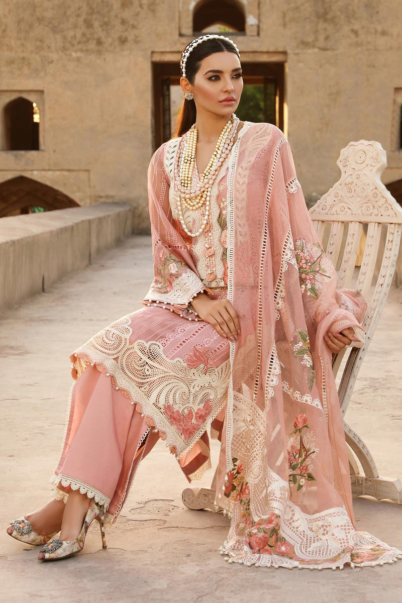 Crimson pink 3PC Embroidered Lawn Suit with Embroidered organza Dupatta -GA1021210