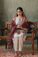 Ethnic Winter 3PC Embroidered Dhanak Suit with Organza Dupatta -GA102192