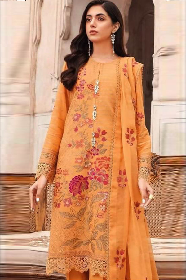 Bareeze 3PC Embroidered Lawn Suit with pure chiffon Dupatta -  GA102112