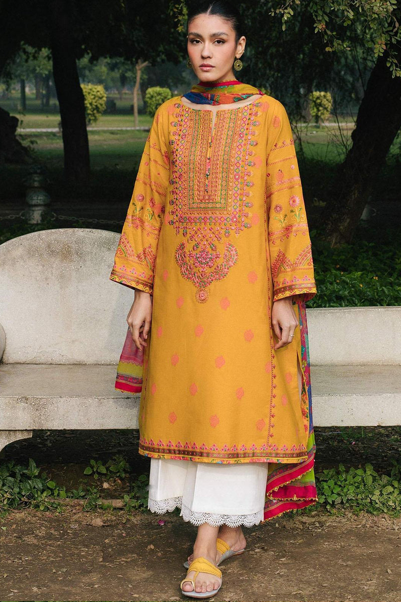 Zara shajahan Embroidered Lawn 3Pc with Organza Printed Dupata-Ga1673