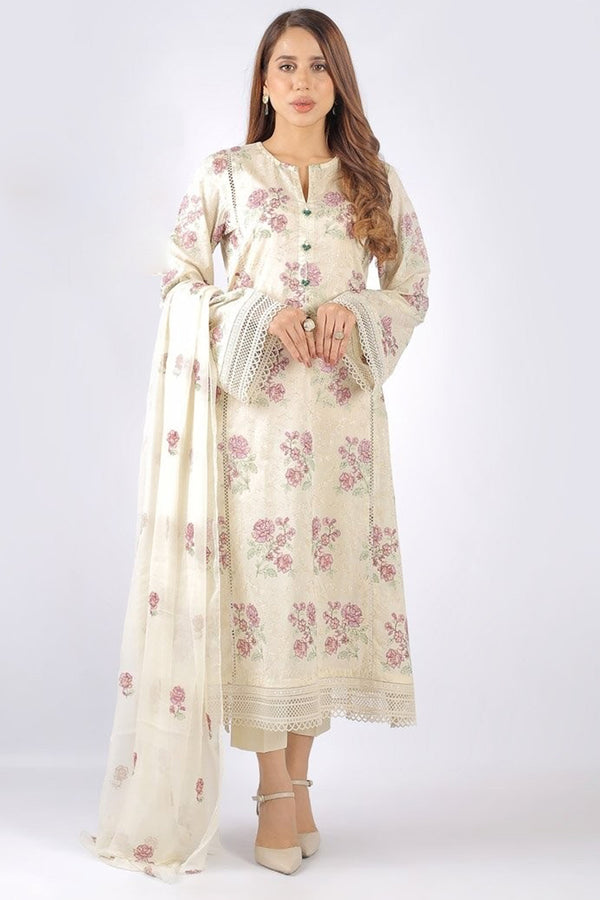 Bareeze 3PC Embroidered Lawn Suit with pure chiffon Dupatta -  GA1628