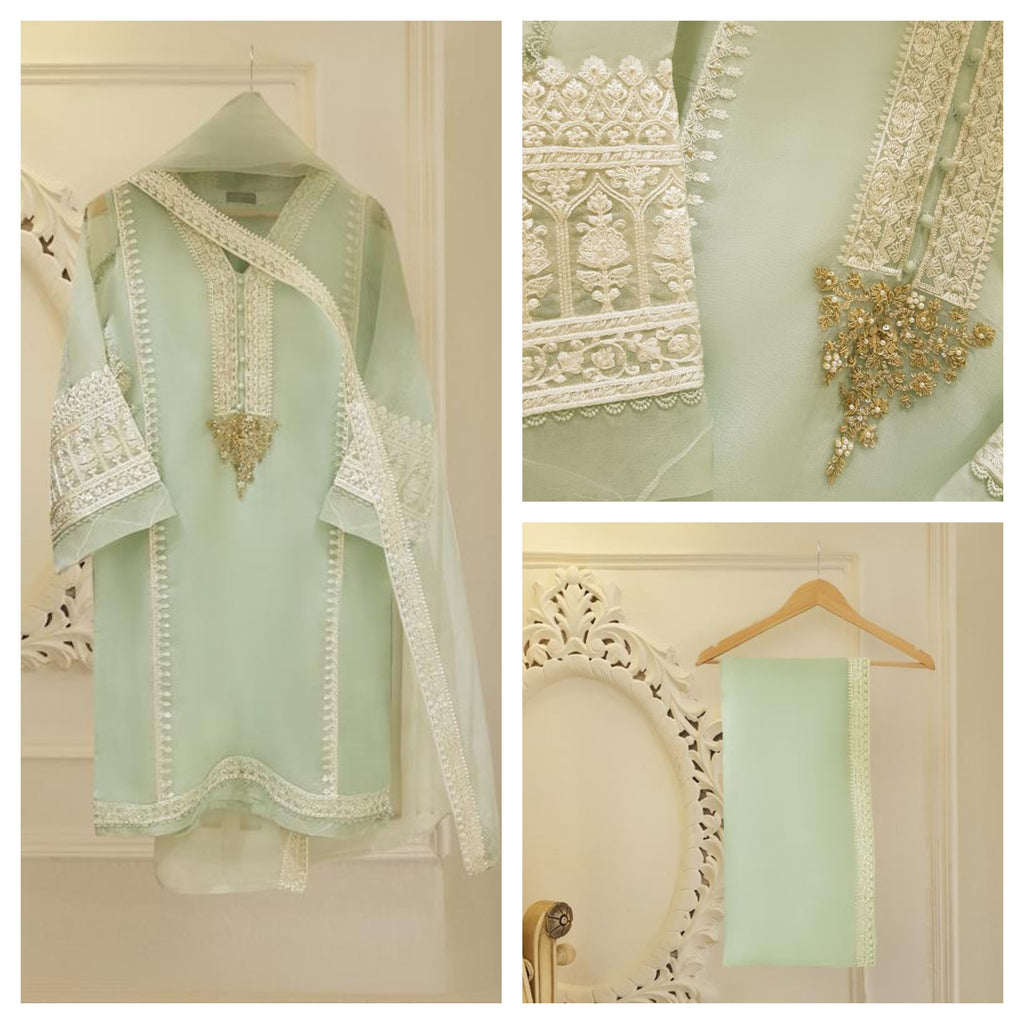 Agha Noor Heavy Embroidered with hand work 3pc with organza dupatta-GA ...