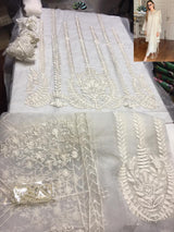 Offwhit Heavy Embroidered 3pc with  organza dupatta-GA10167