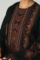 Zara shajahan Embroidered Dhanak 3Pc with Printed whool shwal -Ga1670
