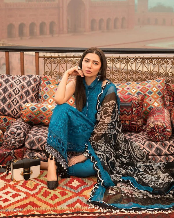 Maria b 3PC Embroidered Lawn Suit with Chiffon Dupatta - GA10282