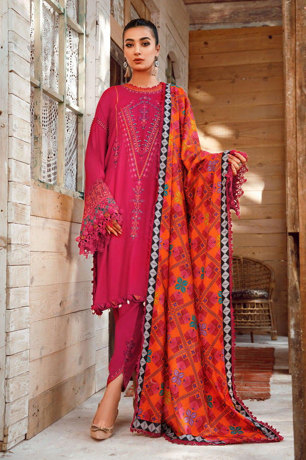 Maria B 3PC Fully Embroidered Dhanak Suit - GA1617