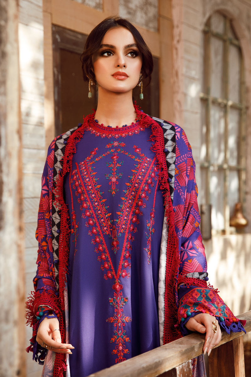 Maria B 3PC Fully Embroidered Dhanak Suit -GA1604
