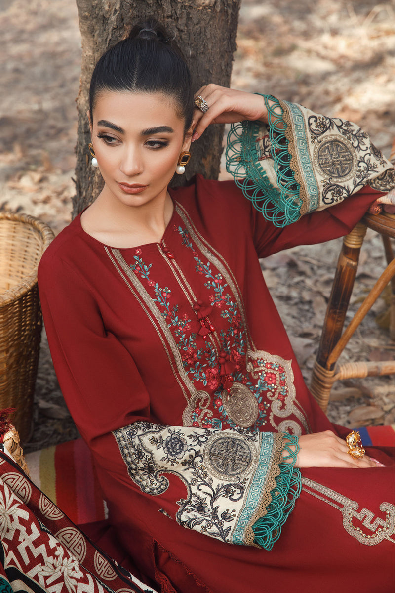 Maria B 3PC Fully Embroidered Dhanak Suit - GA1620