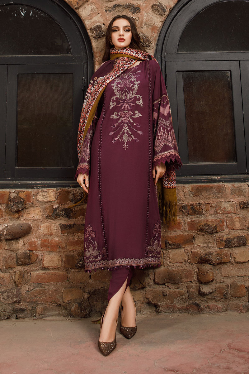 Maria B 3PC Fully Embroidered Dhanak Suit - GA1607