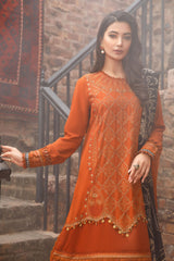 Maria B 3PC Fully Embroidered Dhanak Suit - GA1615